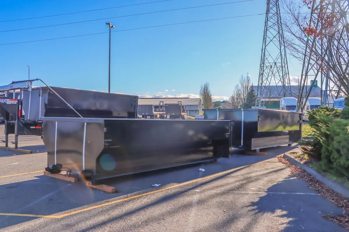 Roll-off dumpster ready for waste disposal at job site for 2 Yard Dumpster Rental in Palos Hills